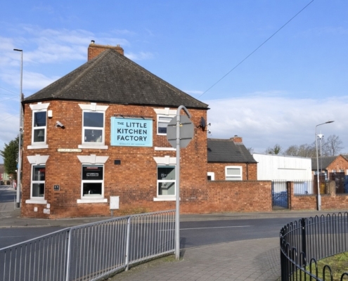 The Little Kitchen Factory showroom exterior brick building on High Street in Worksop